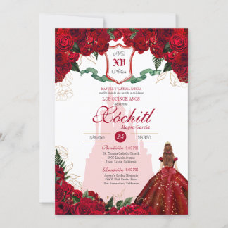 Rote Rosen Elegante Königliche Prinzessin Quincean Einladung