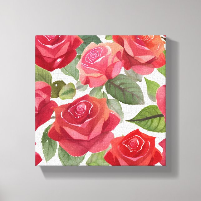 Rote Rosen | Elegante Rose Wasser Leinwanddruck (Vorderseite)