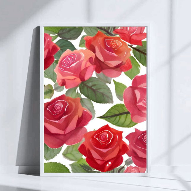 Rote Rosen | Elegante Rose Wasser Poster (Von Creator hochgeladen)