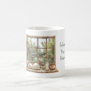 Rote Rosen Fenster Kaffeetasse