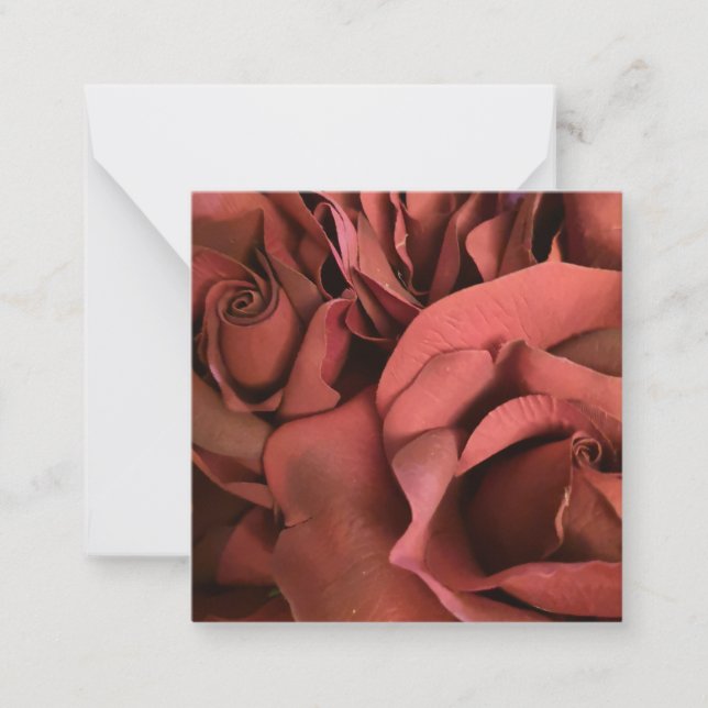 rote Rosen - flache Notizkarte Mitteilungskarte (Vorderseite)