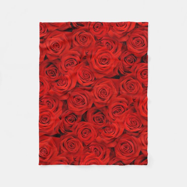 Rote Rosen Fleecedecke (Vorderseite)