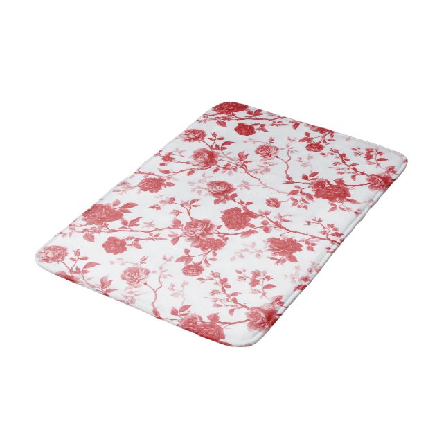 Rote Rosen Floral  Badematte (Schrägansicht)