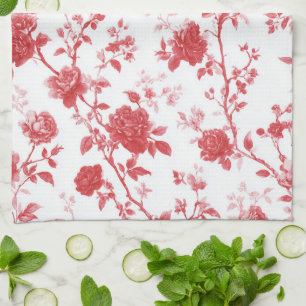 Rote Rosen Floral Brautparty Geschirrtuch