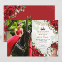 Rote Rosen Floral Charro Boots Quinceañera Foto
