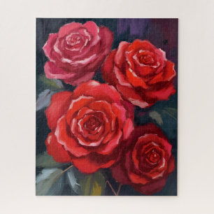 Rote Rosen Florale Aquarell Gemalte Blumen