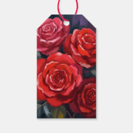 Rote Rosen Florale Aquarell Gemalte Blumen Geschenkanhänger