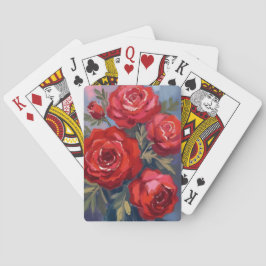 Rote Rosen | Florale Aquarellmalerei Spielkarten
