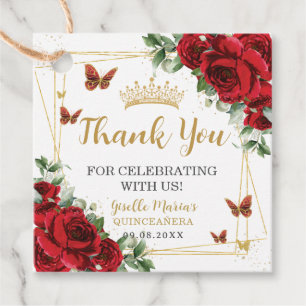 Rote Rosen Florale Schmetterlinge Quinceanera Swee Geschenkanhänger