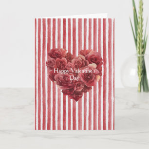 Rote Rosen Florales Herz Liebe   Karte