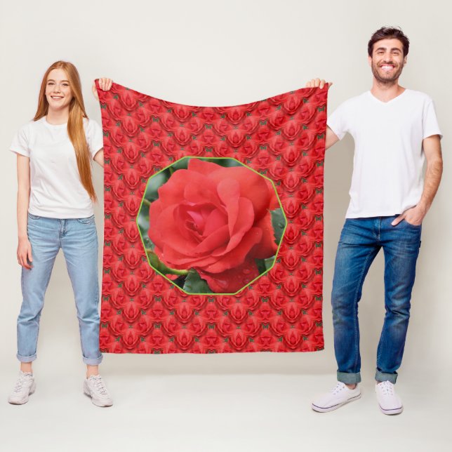 Rote Rosen Florales Kunstmuster  Fleecedecke (Beispiel)