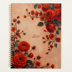 Rote Rosen Florales Spiralgebundenes Botanisches D Planer