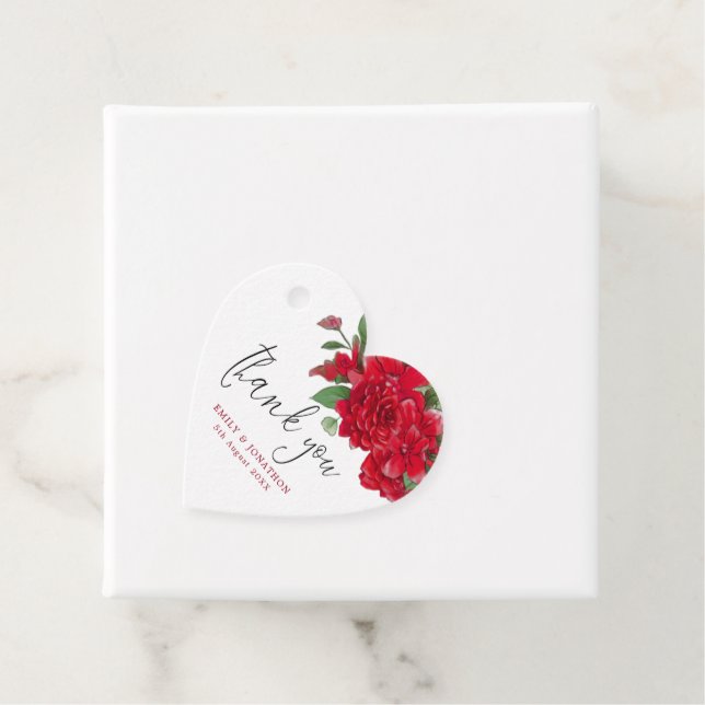 Rote Rosen Florals Vielen Dank Hochzeit Herz Geschenkanhänger (Beispiel)