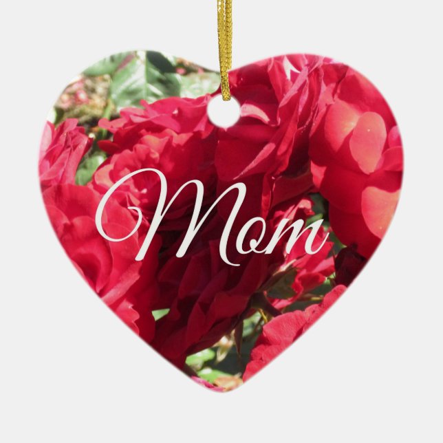 Rote Rosen für Mama! Keramik Ornament (Vorne)