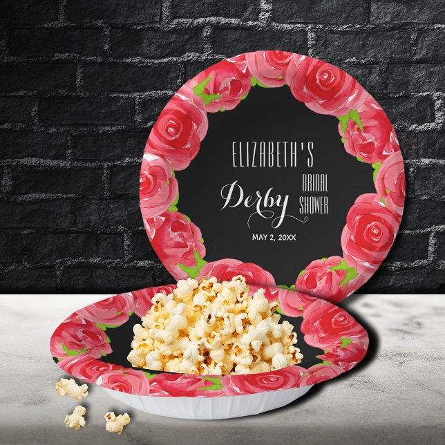 Rote Rosen für Wasserfarben Derby Brautparty Pappteller (Von Creator hochgeladen)