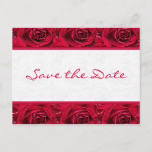 Rote Rosen Galore Save the Date Card Ankündigungspostkarte