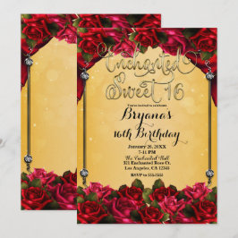 Rote Rosen Gelb & Gold Süß 16 16. Party Einladung