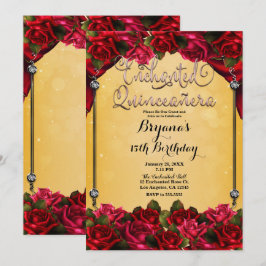 Rote Rosen Gelb Rosa Quinceñera 15. Einladung