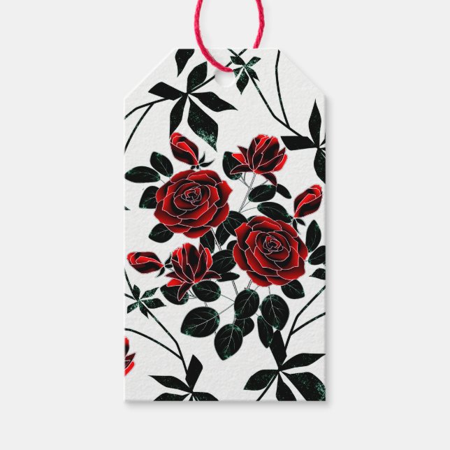 Rote Rosen. Geschenkanhänger (Vorderseite)