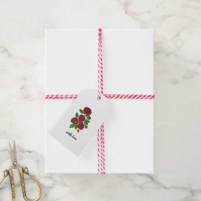 rote Rosen-Geschenkmarke Geschenkanhänger (Mit Garn)