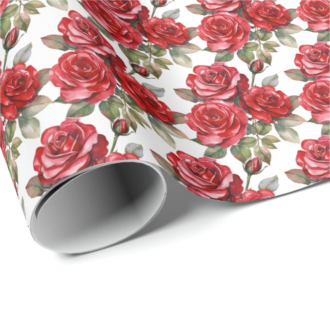 Rote Rosen  Geschenkpapier (Rolleneckpunkt)