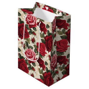 Rote Rosen Geschenktasche Mittlere Geschenktüte
