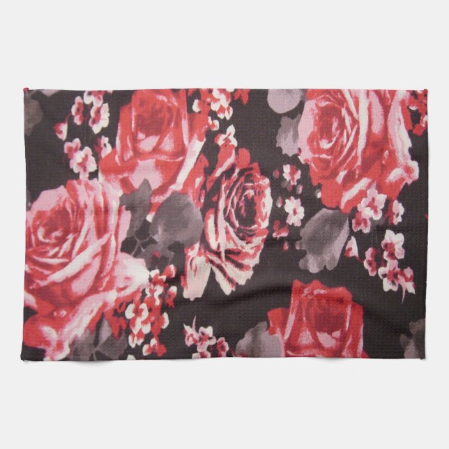 ROTE ROSEN GESCHIRRTUCH (Horizontal)