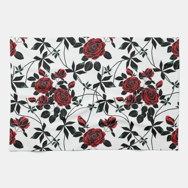 Rote Rosen. Geschirrtuch (Horizontal)