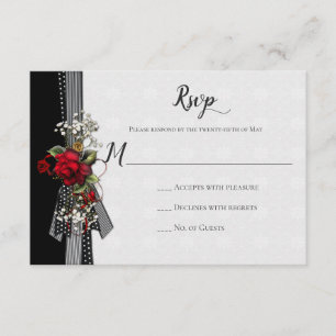 Rote Rosen Gipskraut Ribbons Kalligraphie UAWG RSVP Karte