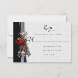 Rote Rosen Gipskraut Ribbons Kalligraphie UAWG RSVP Karte