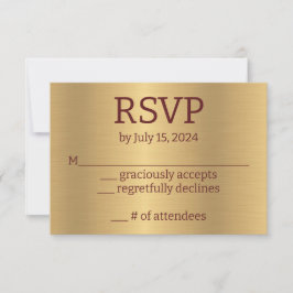 Rote Rosen Gold Response Card RSVP Karte