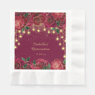 Rote Rosen Gold Stern Lichterkette Sterne Quinceañ Serviette