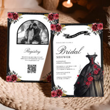 Rote Rosen Gothic Brautkleid Foto QR Code Junggese