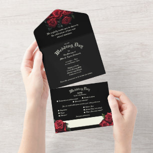 Rote Rosen Gothic Hochzeit All In One Einladung