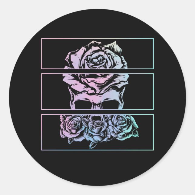 rote Rosen Gothic Skull Wicca Pastel Goth Blume Runder Aufkleber (Vorderseite)