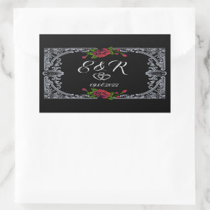 Rote Rosen Gothic Wedding Rechteckiger Aufkleber