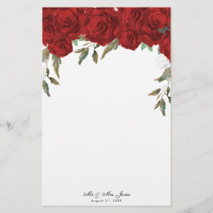 Rote Rosen Grünfutter Briefpapier