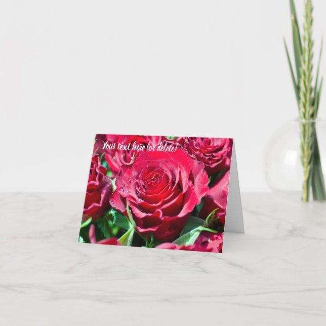 Rote Rosen Grußkarte Dankeskarte (Vorderseite)