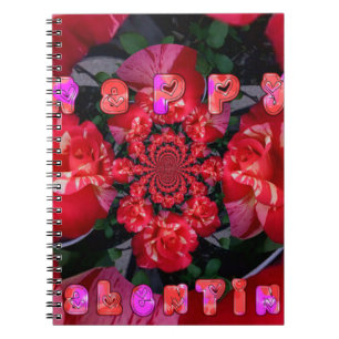 Rote Rosen "Happy Valentine" Kunstdrucken Notizblock
