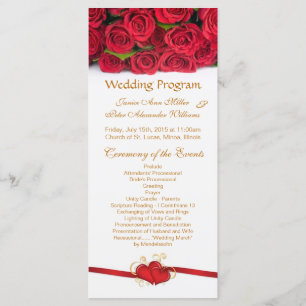 Rote Rosen & Herz Hochzeitskarte Programm