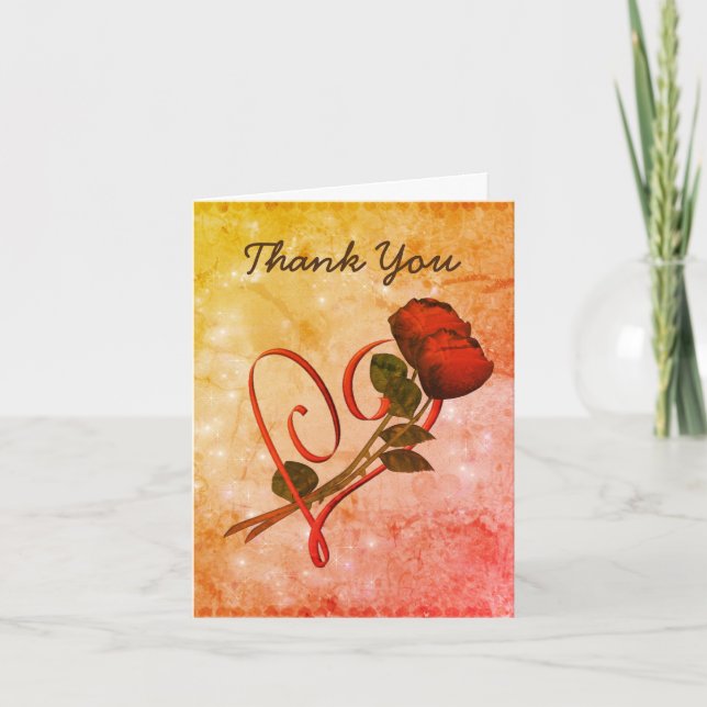 Rote Rosen Herzliche Blume Kunst Dankeschön Karte (Vorderseite)