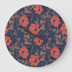 Rote Rosen Hintergrundbeleuchtung Große Wanduhr