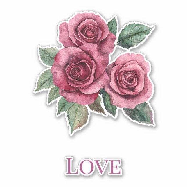 Rote Rosen Hochzeit bei floraler Liebe Aufkleber (Vorderseite)