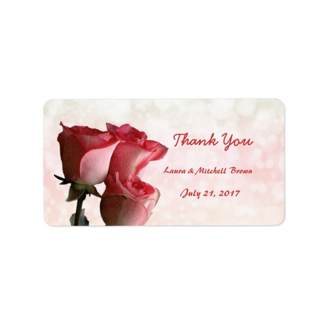 Rote Rosen Hochzeit Danke, dass Sie das Adressetik Adressaufkleber (Vorne)