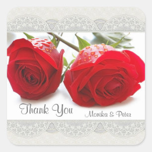 Rote Rosen Hochzeit Dankeschön Sticker