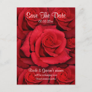 Rote Rosen - Hochzeit speichern Sie das Datum der Ankündigungspostkarte