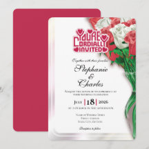 Rote Rosen Hochzeits-Einladung - Rote Schrift 3