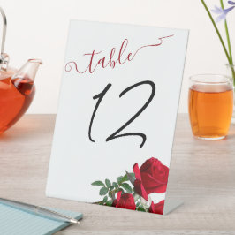 Rote Rosen Hochzeitsempfang Tischnummer Sockelschild