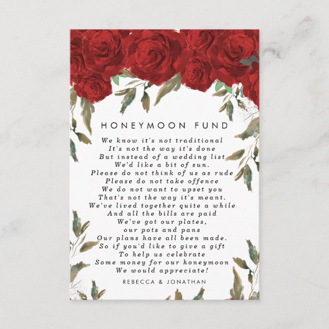 rote Rosen Hochzeitskarte Begleitkarte (Vorderseite)