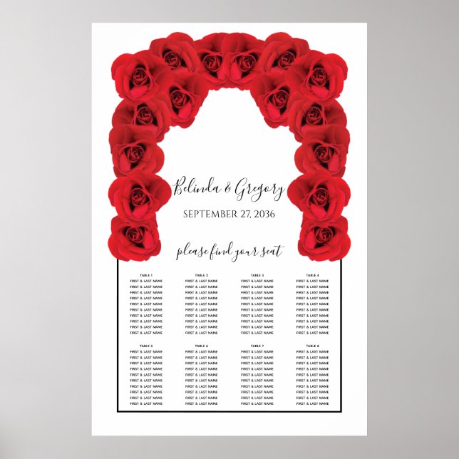 Rote Rosen Hochzeitskarte Poster (Vorne)